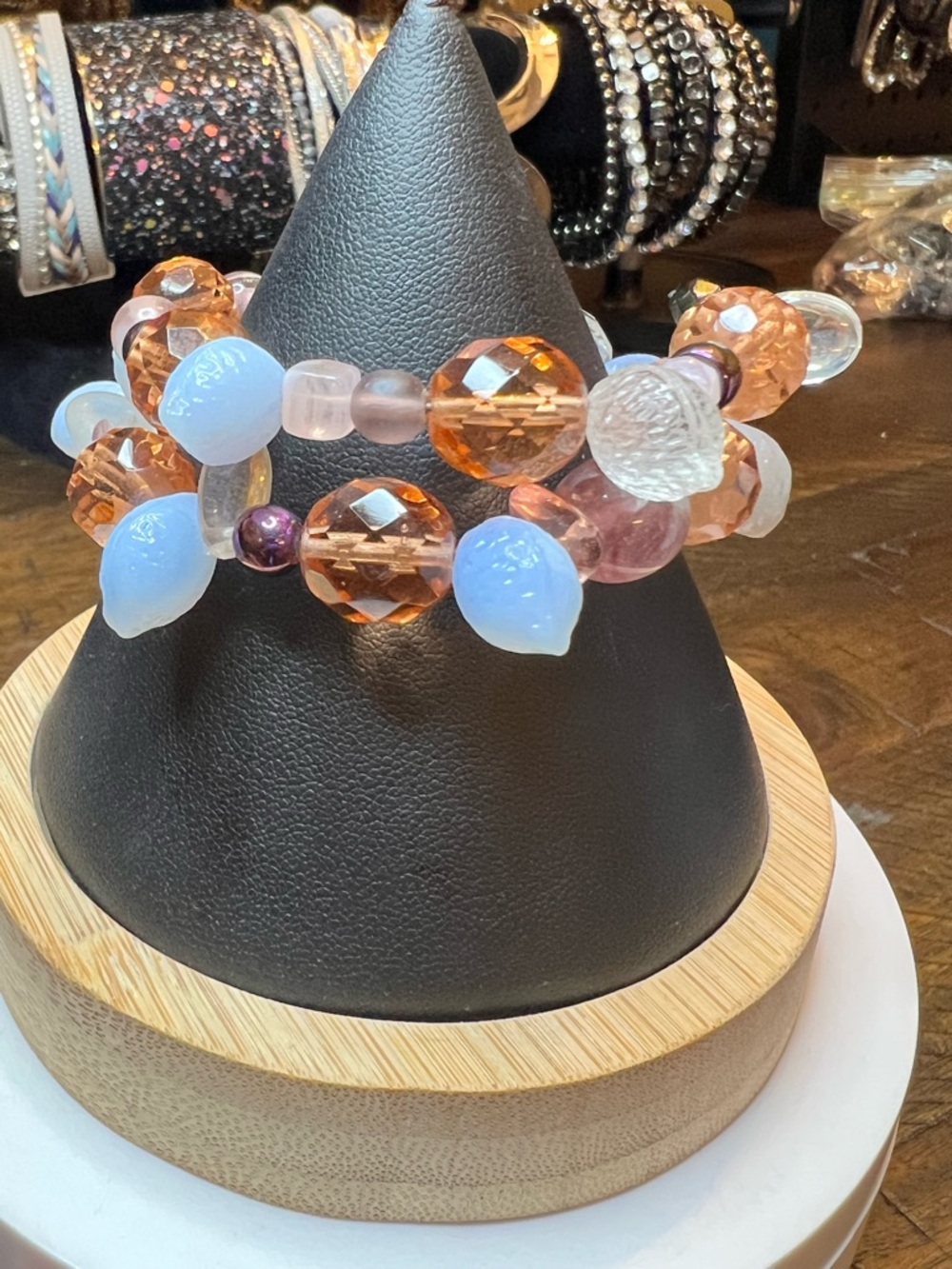 Handcrafted Multicolor Beaded Stretch Bracelet - Picture 2 of 3